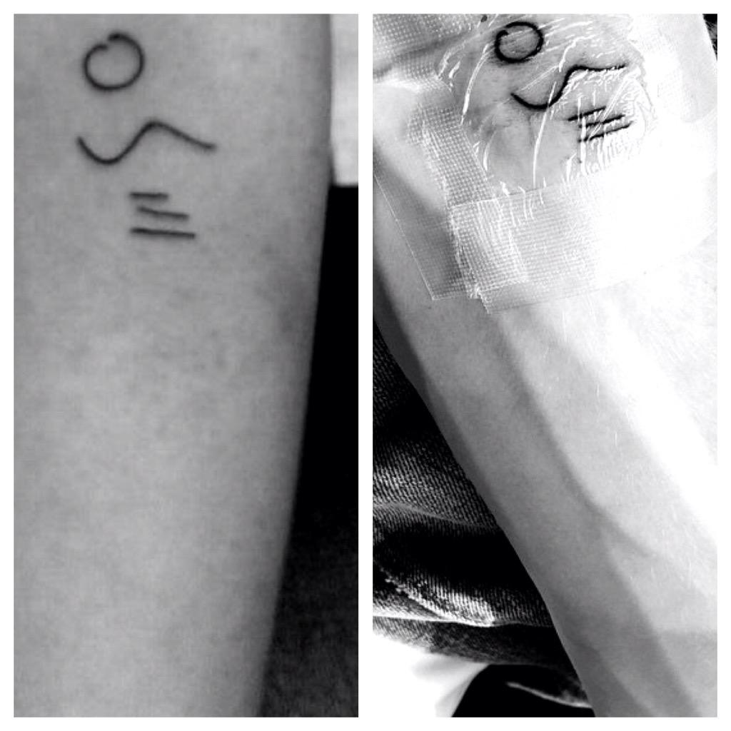 MeliLadino's tweet photo. @CodySimpson your arm and my arm, your tattoo and my new tattoo! #twins lol #SunWaterEarth http://t.co/HEDrmQDLd4