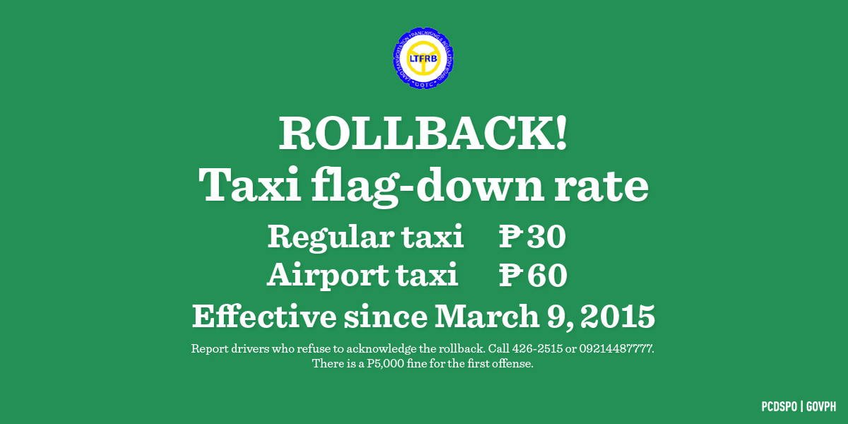 Official Gazette PH on Twitter "LTFRB P10 flagdown rate reduction
