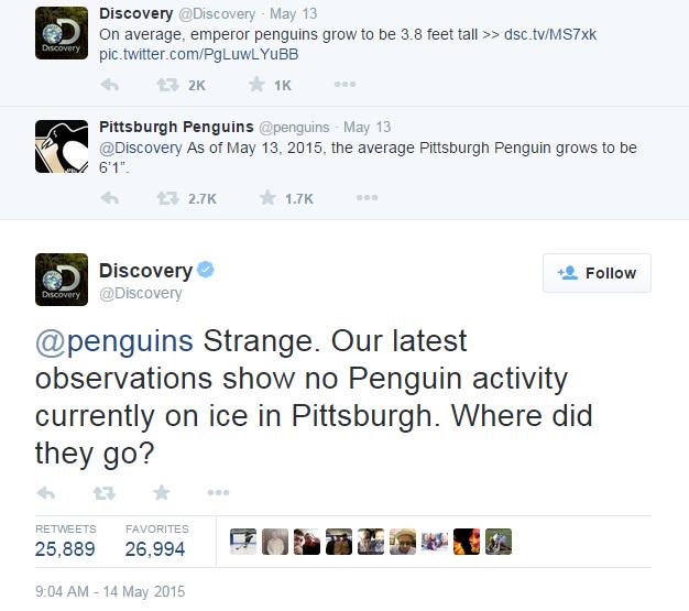CJAY92's tweet photo. Sweet burn! @penguins @Discovery http://t.co/qNWHP3d7AB