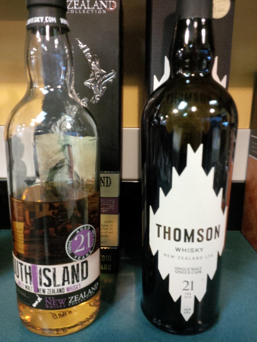 QuaichYYC's tweet photo. Next pair - #thomson 21yo at 46% vs. @NZWhiskey at 40%. Both are Great! The Thomson has tropical fruits vs bananas. http://t.co/gseXWQ1uU7