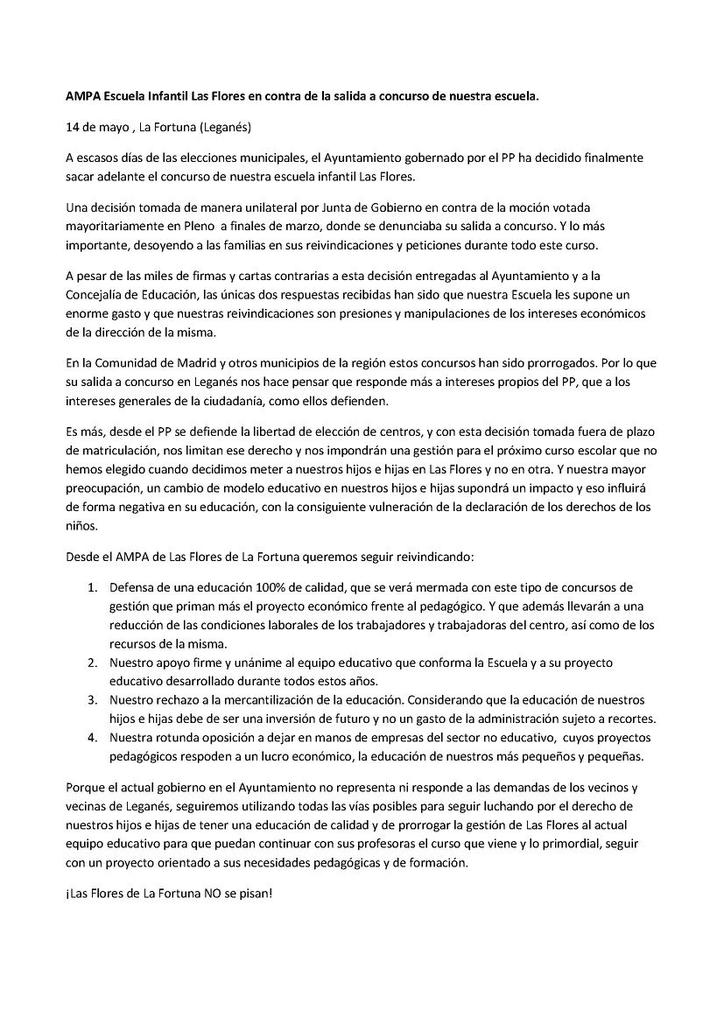 sspleganes's tweet photo. En #LaFortuna #Leganes #LasFloresNoSePisan todo nuestro apoyo al Ampa y profes de la Escuela http://t.co/gAuWaPyPlt