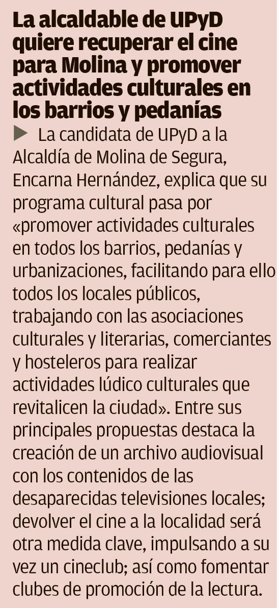 UPYD_RegMurcia's tweet photo. .@encarnahr @UPyDMolinadeSeg con iniciativas para promover actividades culturales, en @laverdad_es y @diariolaopinion http://t.co/2zS7lXQVBk