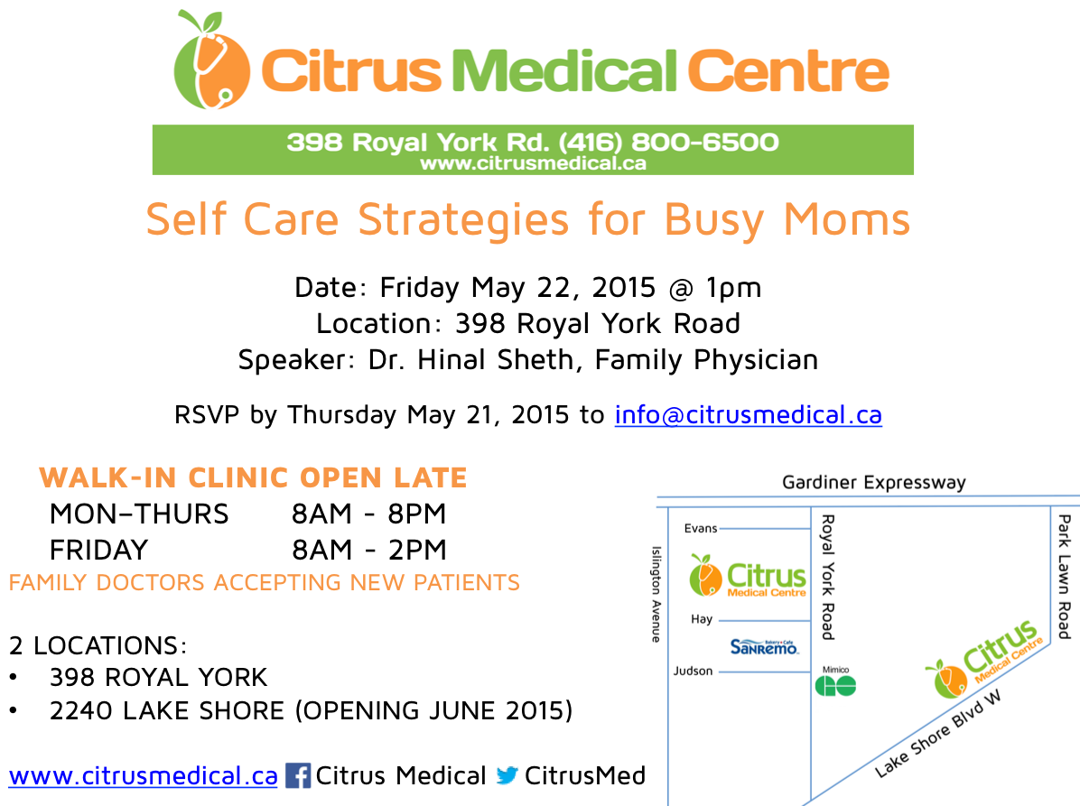 Learn about: Self Care Strategies for Busy Moms at Citrus Medical Fri May 22 @ 1pm by Dr. Hinal Sheth #MakeTheTime