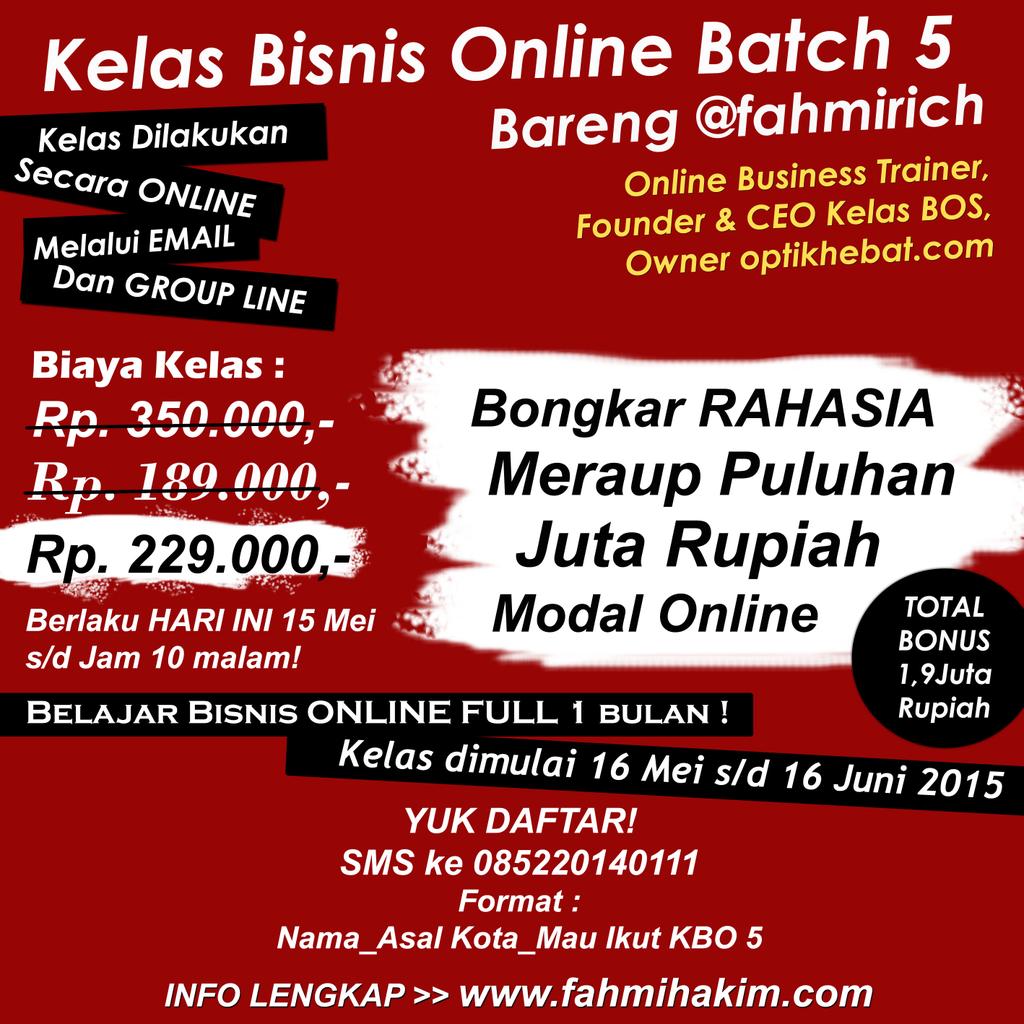 kelasBOS's tweet photo. Kemaren #KelasBisnisOnline batch 5 masih bisa daftar 189rb s/d jam 12mlm. Daftar kelas hari ini biaya jadi 229rb ~ http://t.co/kNg8I9JEXf