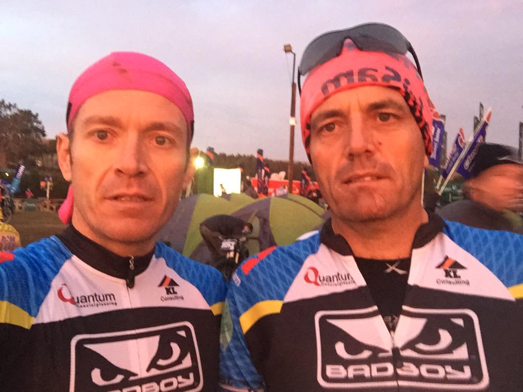 Ride4Education1's tweet photo. @ConversationLAB @BADBOYSOUTHAFRI @RussellJamesSha @holawatches @Varsity_College   day 2 ready to go #sani2c http://t.co/jqsYUAMN41