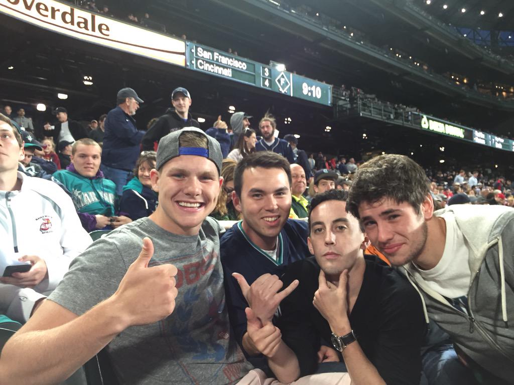 Dsweeney7's tweet photo. With Mikey at the game. #randos #Marinersgame #iloveSeattle http://t.co/k3XXPCa492