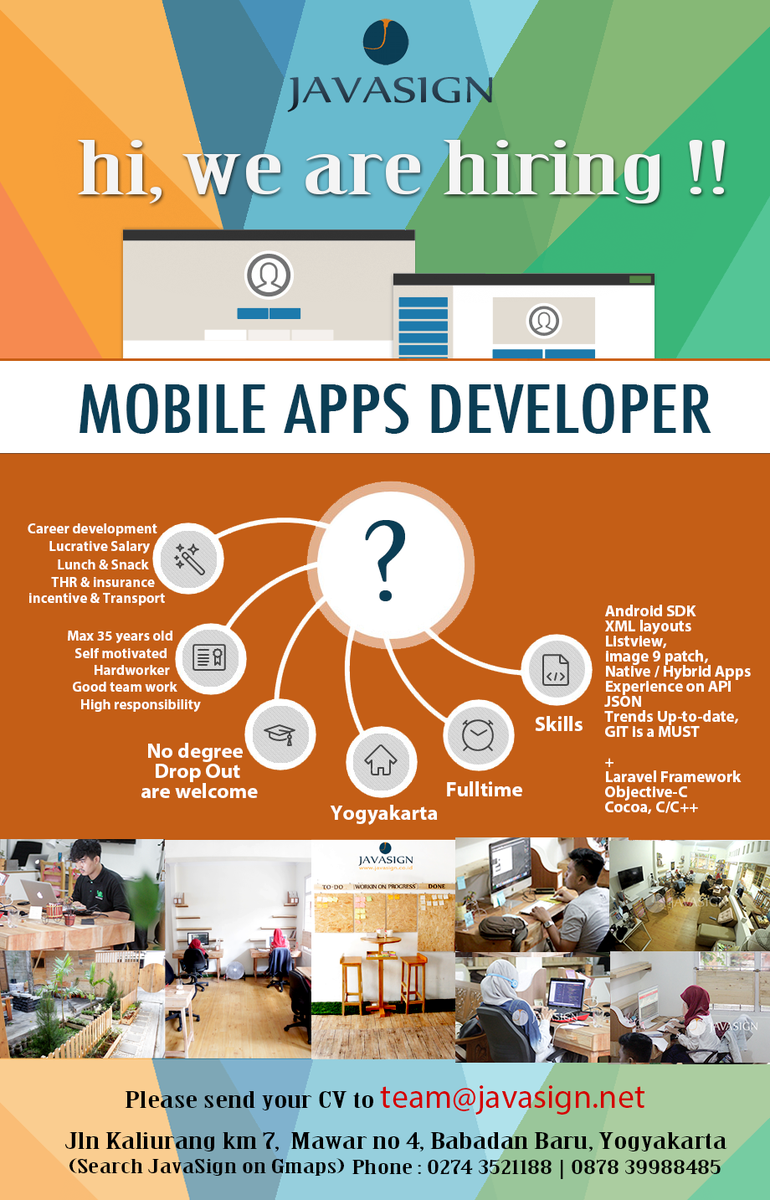 javasign's tweet photo. @Lowongan_Jogja #jogjalowker #lowkerjogja Mobile Apps Dev ~Fulltime~SMK-S1~Jl.Kaliurang Km7 Babadan Baru~087839988485 http://t.co/HfPItos8SB