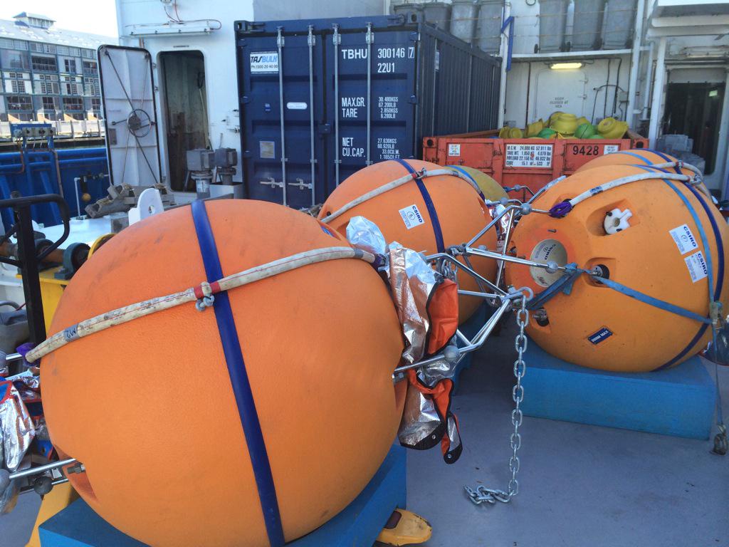 moninya's tweet photo. Instruments weights / floats on the Investigator ready for the EAC cruise. Good luck team #csirogram @UNSWScience http://t.co/8HQWwJGG9d