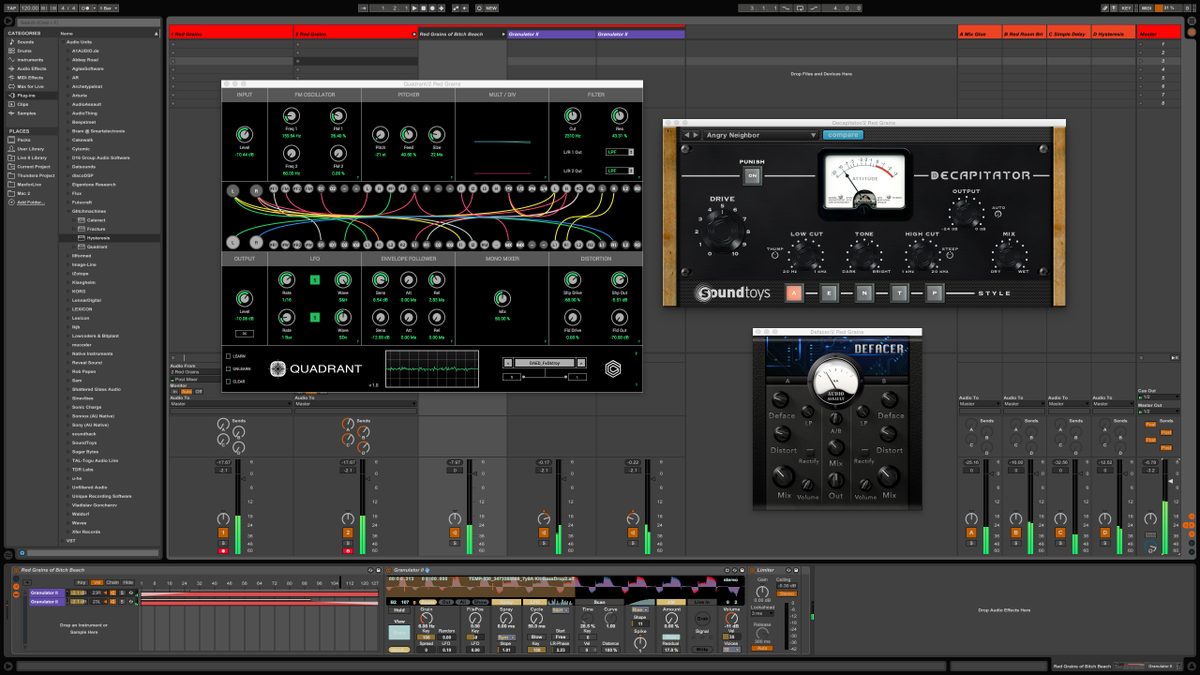 BeatsofRed's tweet photo. @Ableton @max4live @Glitchmachines @soundtoys 2 Granulators running 2 different samples. #beatsofred #cygnusredmusic http://t.co/KCtzfIOtPL