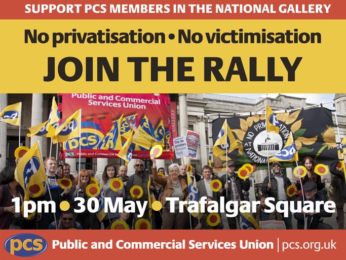 The @nationalgallery has sacked our rep <a href="/candyudwin/">Candy Udwin</a> bit.ly/1EKSPh2 Join our protest on 30 May #PCS