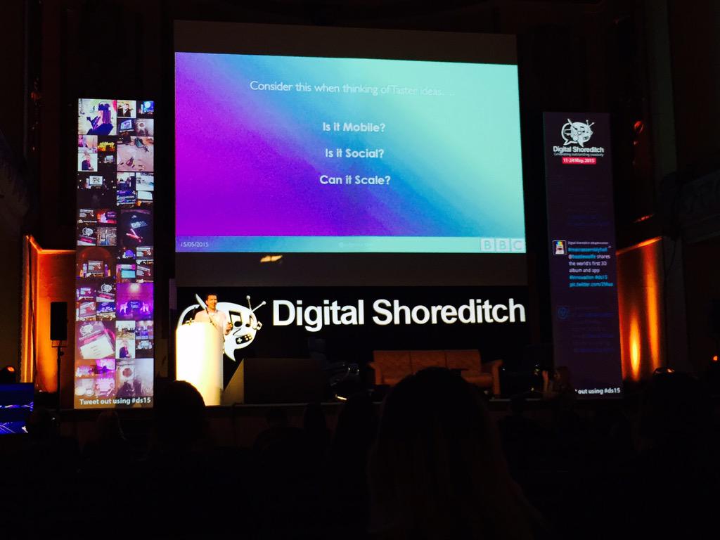 willsavage's tweet photo. Outside the box at #ds15. "Taster" the new BBC development platform allowing viewers to vote pilots into production http://t.co/dJWNU4wGcF