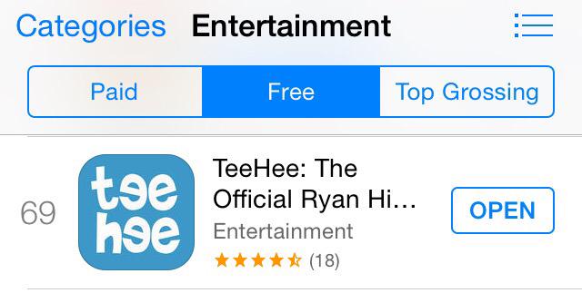 LessThan3ree's tweet photo. Well it's not number one but its second best! @TheRealRyanHiga #Teehee #teeheeapp #69 #app http://t.co/1h0XhnB9Od
