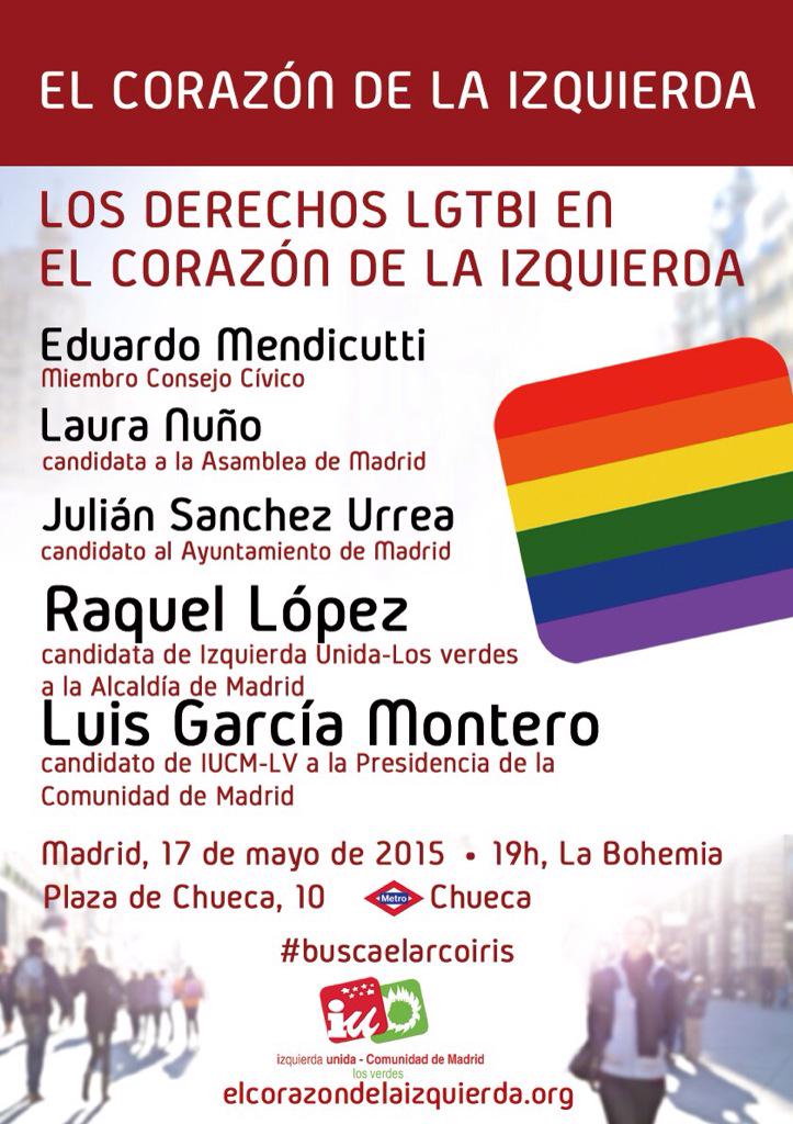 #ElCorazónDeLaIzquierda con los derechos LGTBI. El domingo a las 19:00 en La Bohemia, Chueca.
