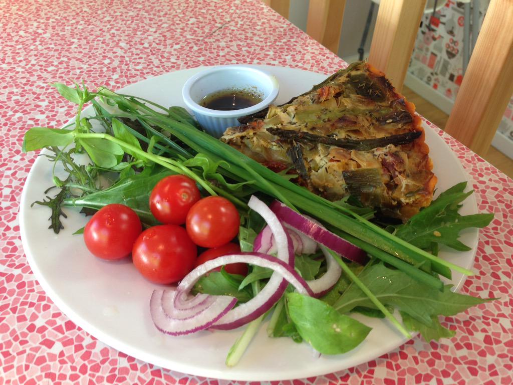 Our Friday Special - Asparagus &amp; Leek Tart by <a href="/ElvirasSecret/">Elvira'sSecretPantry</a> with organic salad leaves and from @brockmansfarm