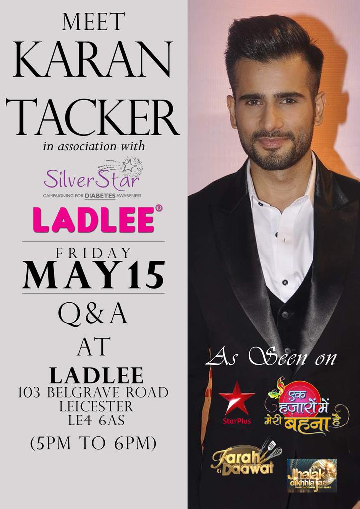 dhavalamlani29's tweet photo. @karantacker meet karan tacker @Ladleeleicester today at 5.00pm dont miss out http://t.co/0UhFpg0SUJ