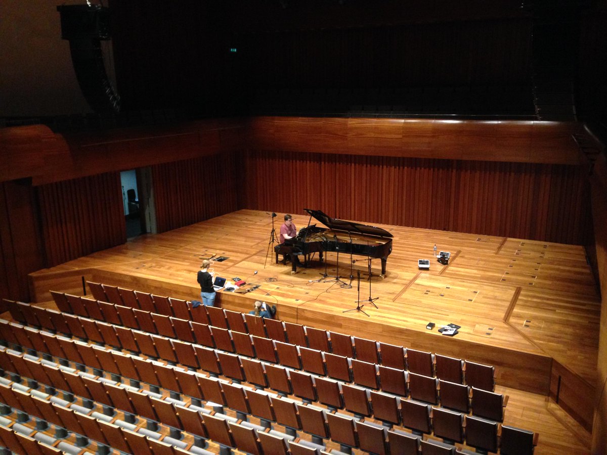 guildhallschool's tweet photo. Our sound designer for 'Burnt by the Sun' @erinmwitton records piano in the Concert Hall http://t.co/iiDyGryKCY http://t.co/yhPuyCWc0K