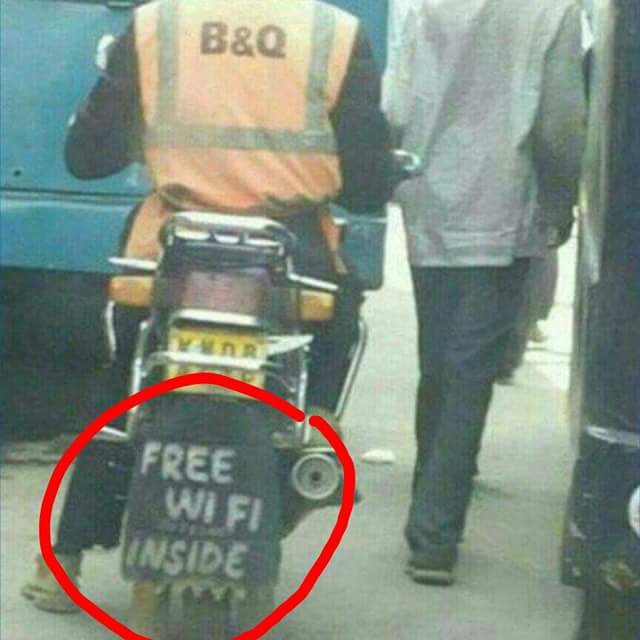 OngomB's tweet photo. WiFi on a Boda??? Ohhhh @Olaraa @Rupinyville @SarahKagingo @nickopiyo @muhamyapius http://t.co/qkKJTHfaAq