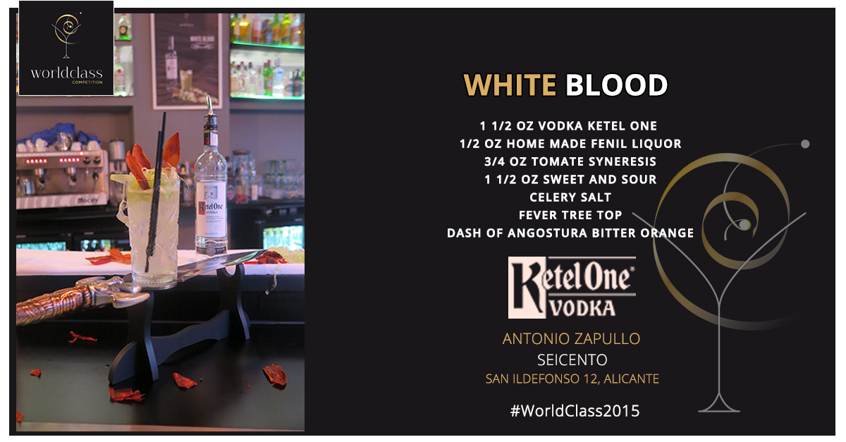 WorldClassSpain's tweet photo. Un toque diferente el del cóctel "White Blood" de @SeicentoAl para #WorldClass2015 #KetelOneVodka http://t.co/NCZ5pIa55k
