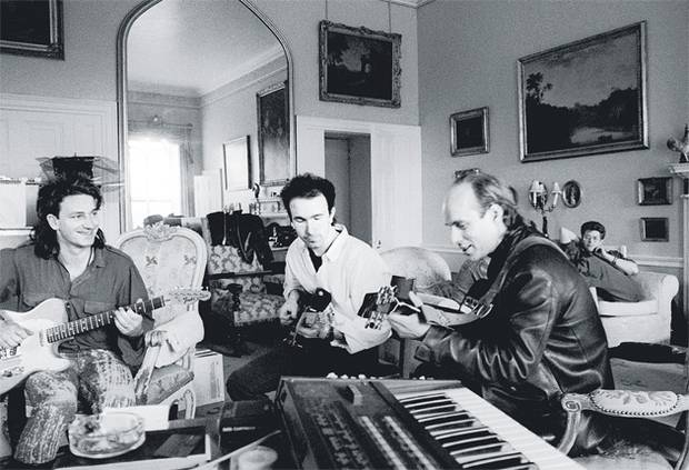 Happy Birthday Brian Eno!
Brian Eno and U2 at Slane Castle, Ireland, during recordings of The Unforgettable 