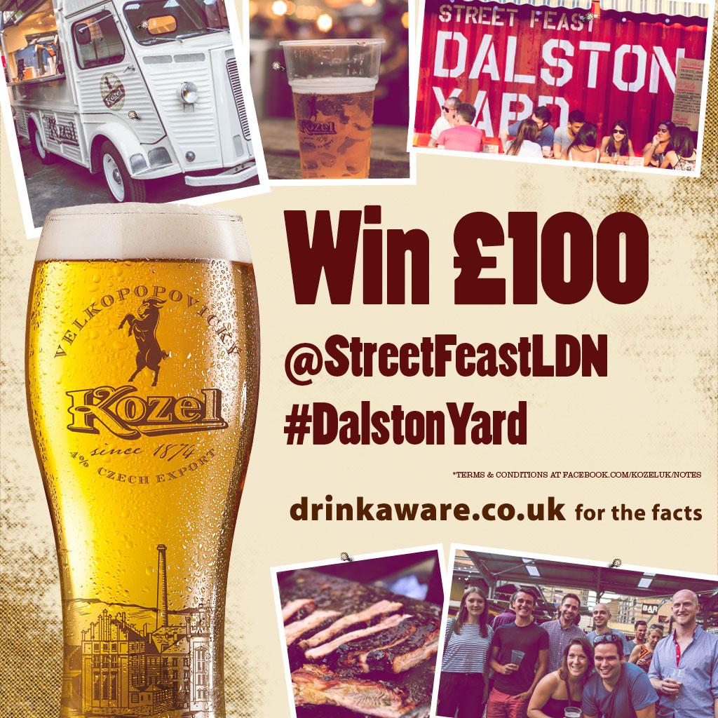 Kozel_UK's tweet photo. Fancy a night at Street Feast, London for you &amp; 3 mates on us? RT to enter @Kozel_UK http://t.co/Gll2p0gVfO