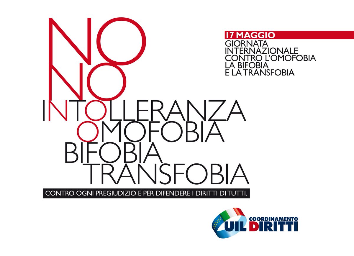 ITALUIL's tweet photo. 'NO INTOLLERANZA' Campagna Ital contro #omofobia #bifobia #transfobia per la Giornata del #17Maggio #omofobiastop http://t.co/xRlX3Xatra