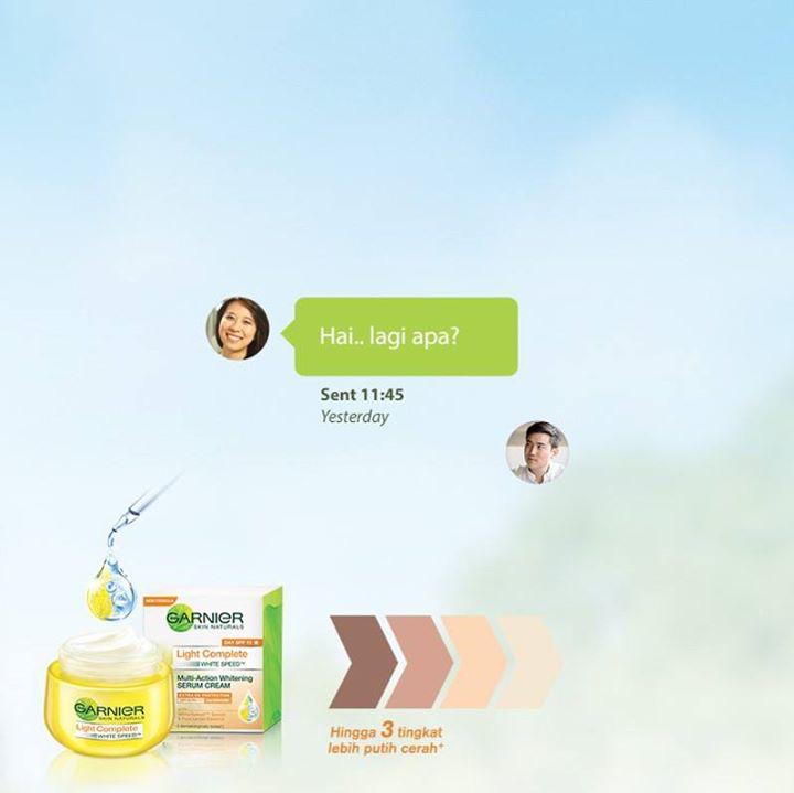 sheiladaisha's tweet photo. Bales chat boleh lama, tapi kulit putih sih gak usah nunggu dgn White Speed Serum terbaru dari Garnier! #1WeekToShine http://t.co/T4yRCpe3ku