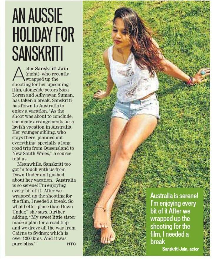 <a href="/SanskkritiJain/">Sanskriti Jain</a> is on a long vacation in Australia after shooting for @IshqClickMovie read about it in <a href="/htcity/">HT City</a>
