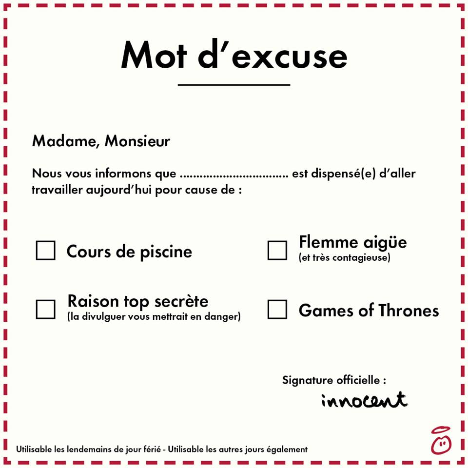 mot d excuse pour piscine