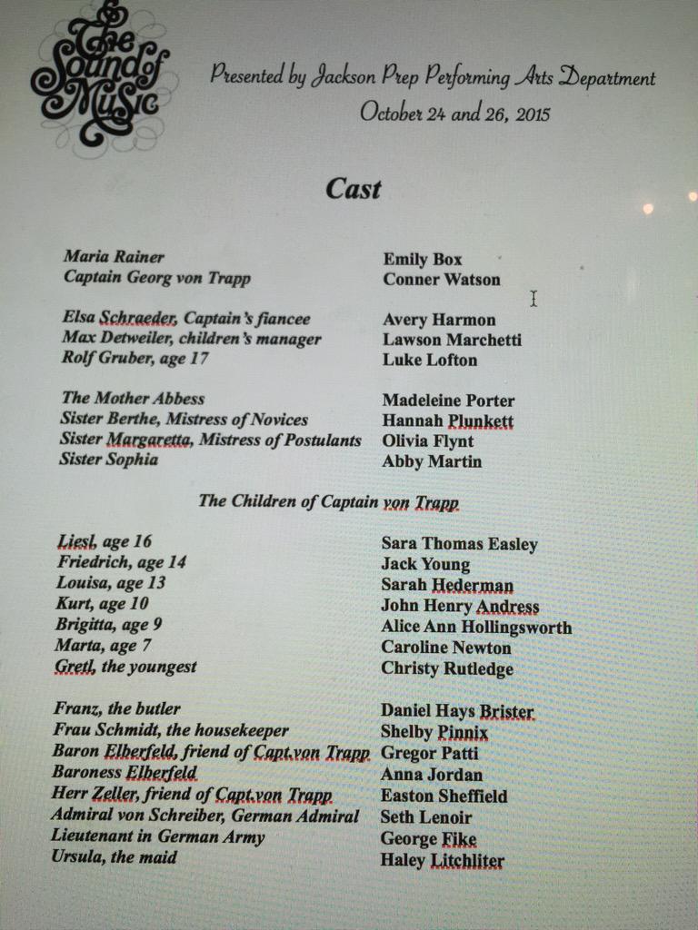 JPReveigkr's tweet photo. Congrats to cast of The Sound of Music at Prep, Oct.24 &amp; 26! http://t.co/Nj9VFQ97mT