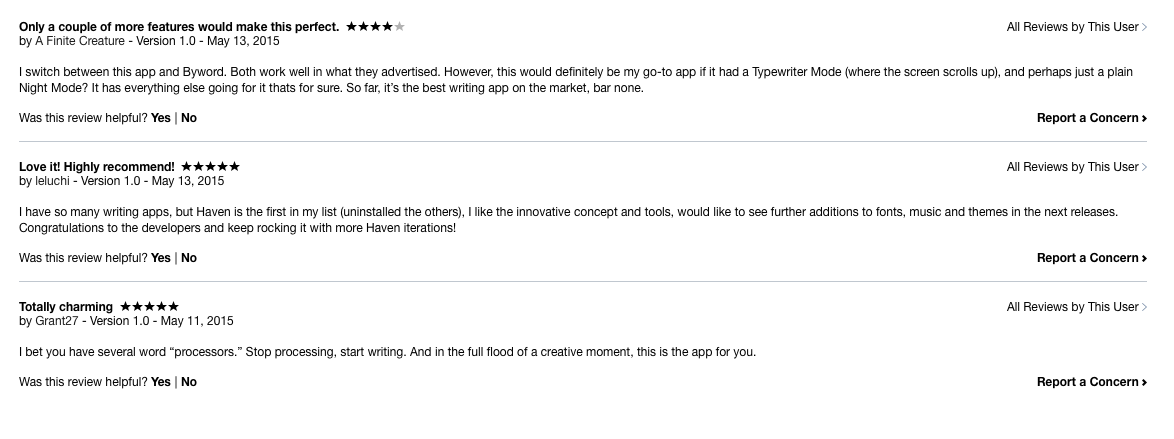 wowsystems's tweet photo. Haven - A Creative Writing Tool getting a lot of excellent feedback from our users! #writing #OSX #software #mac http://t.co/dcSAaFST7l