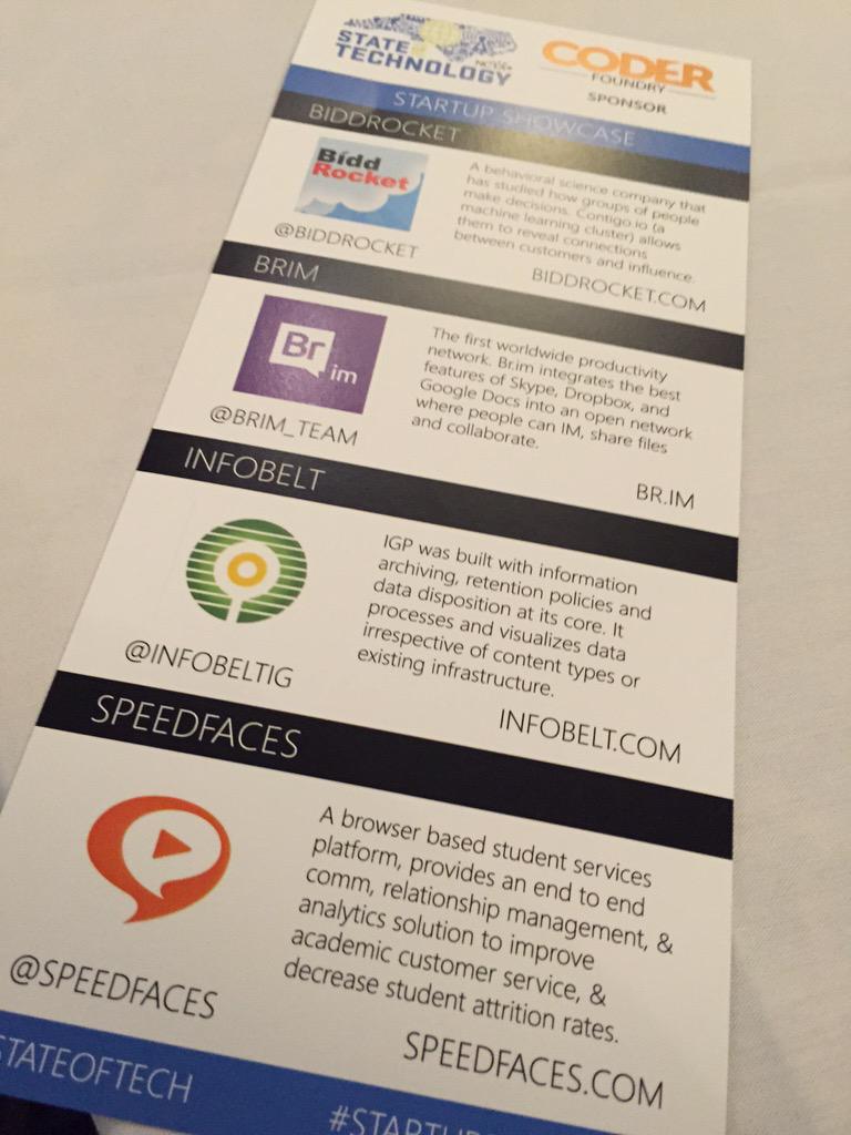 tekMountain's tweet image. @SpeedFaces ready to pitch @NCTA #StateofTech. Thanks @CoderFoundry for sponsoring. #edtech #startups #highered