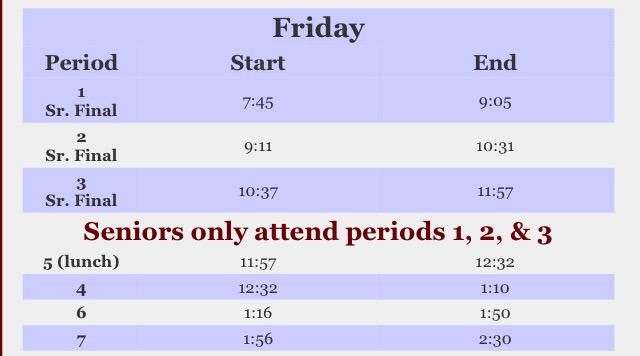 mhs_guidon's tweet photo. Bell schedule for today http://t.co/OafbHcoqGE