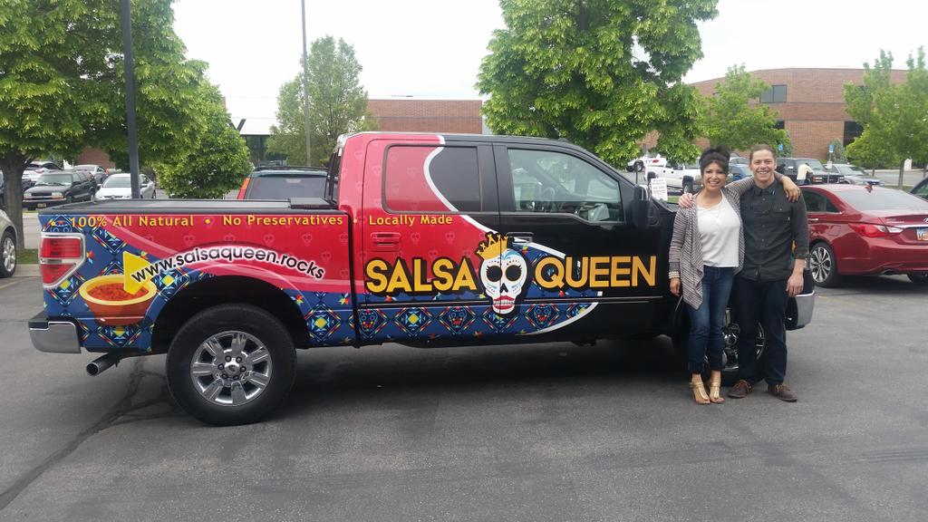 SalsaQueenSLC's tweet photo. I love the the wrap on my truck!! Thank you queen of wraps for the amazing job!@SalsaQueenSLC http://t.co/q8sqmMhaKQ