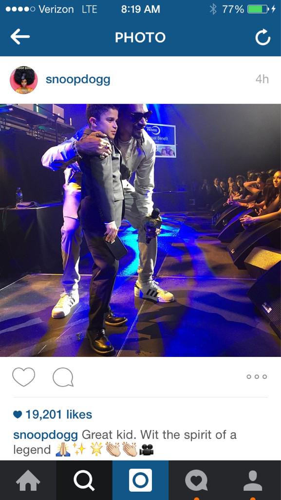 momofcharley's tweet photo. .@snoopdogg #heartofgold #sicknight #mattspromise #charleysfund http://t.co/IJSevHTqXq