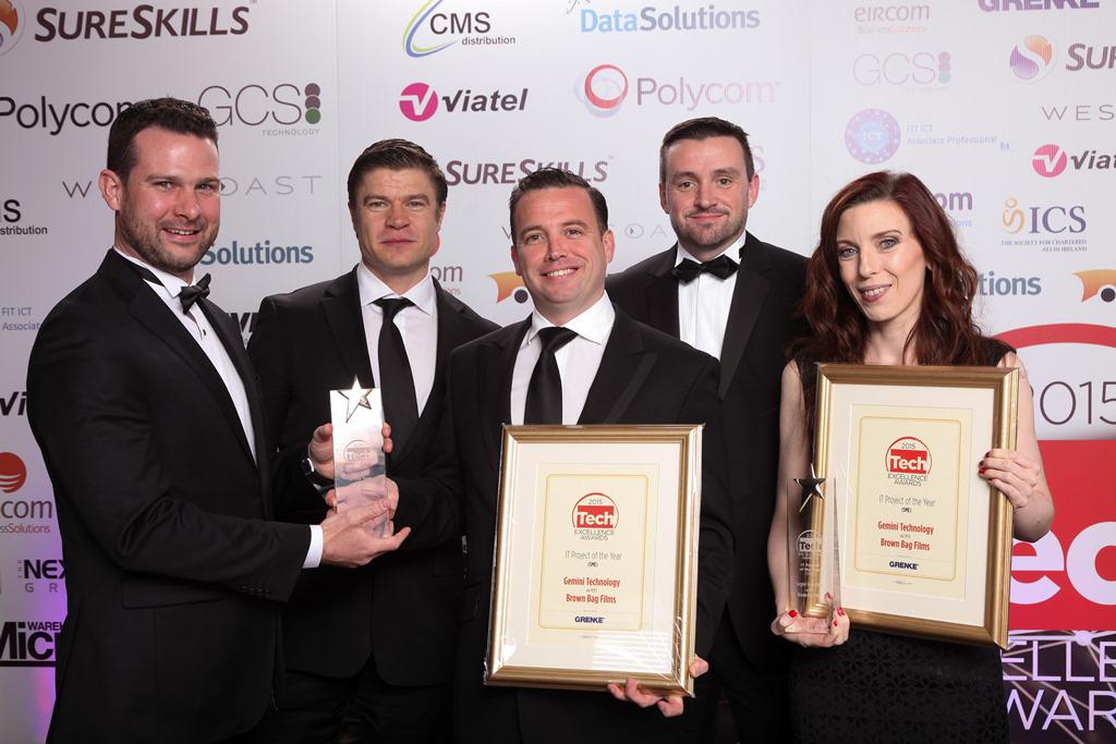 BrownBagFilms's tweet image. Our IT dept &amp;amp; @tech_gemini looking rather dapper! #techex15 Best IT Project of the Year (SME)! bit.ly/1A6jp7v