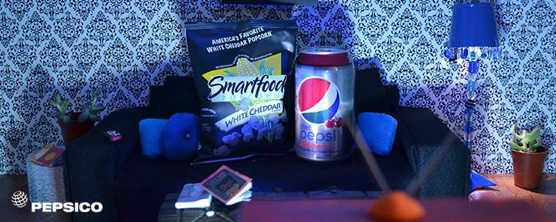 PepsiCo's tweet photo. .@Smartfood Popcorn and a Diet Wild Cherry @Pepsi — the perfect movie-
night pairing.  #SnackScenes http://t.co/XFF3zPIyu5