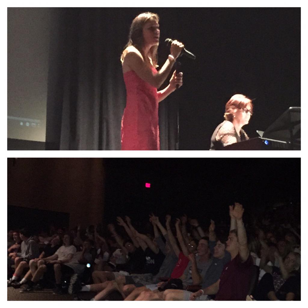 ShannonBeach1's tweet photo. Allie Dustin is not only fast on the track, but she can also sing like a rock star! #springfest15 http://t.co/OZwg0Kh73Z