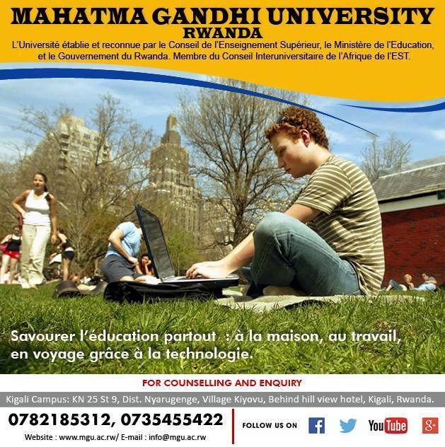 "Savourer l’éducation partout : à la maison, au travail, en voyage grâce à la"
Visit Online- mgu.ac.rw