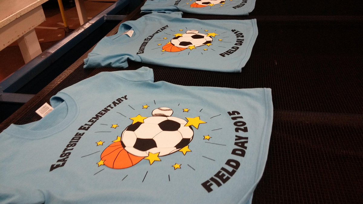 image_depot's tweet photo. Eastside Elementary Field Day shirts just about finished and it's Friday! #FridayFeeling http://t.co/R1p4El5CeU