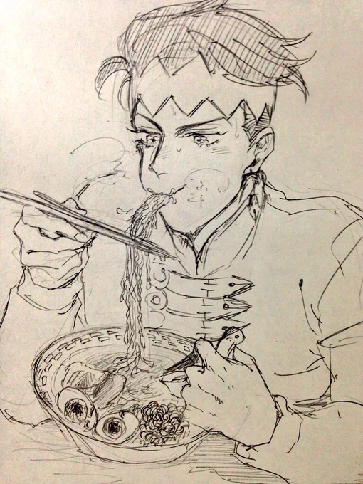 (JOJO)露伴 ラーメン食べてる 