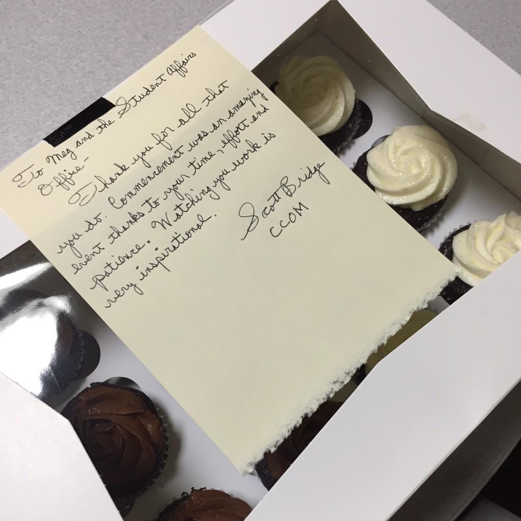 meggerty's tweet photo. I ๐ ๐ถ @butleru's supportive faculty & staff like @ScoBridge & delish #ButlerGrad15 cupcakes! #FoodIsALoveLanguage โบ๏ธ http://t.co/qQww6l5O65