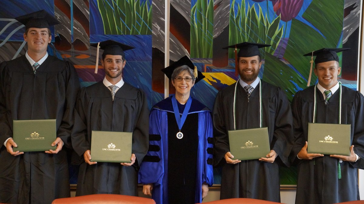Congrats to @NinerBaseball's Brett Bond, Brad Elwood, Derek Gallello and Pat Raley! Pictured here with Dr. Lorden!