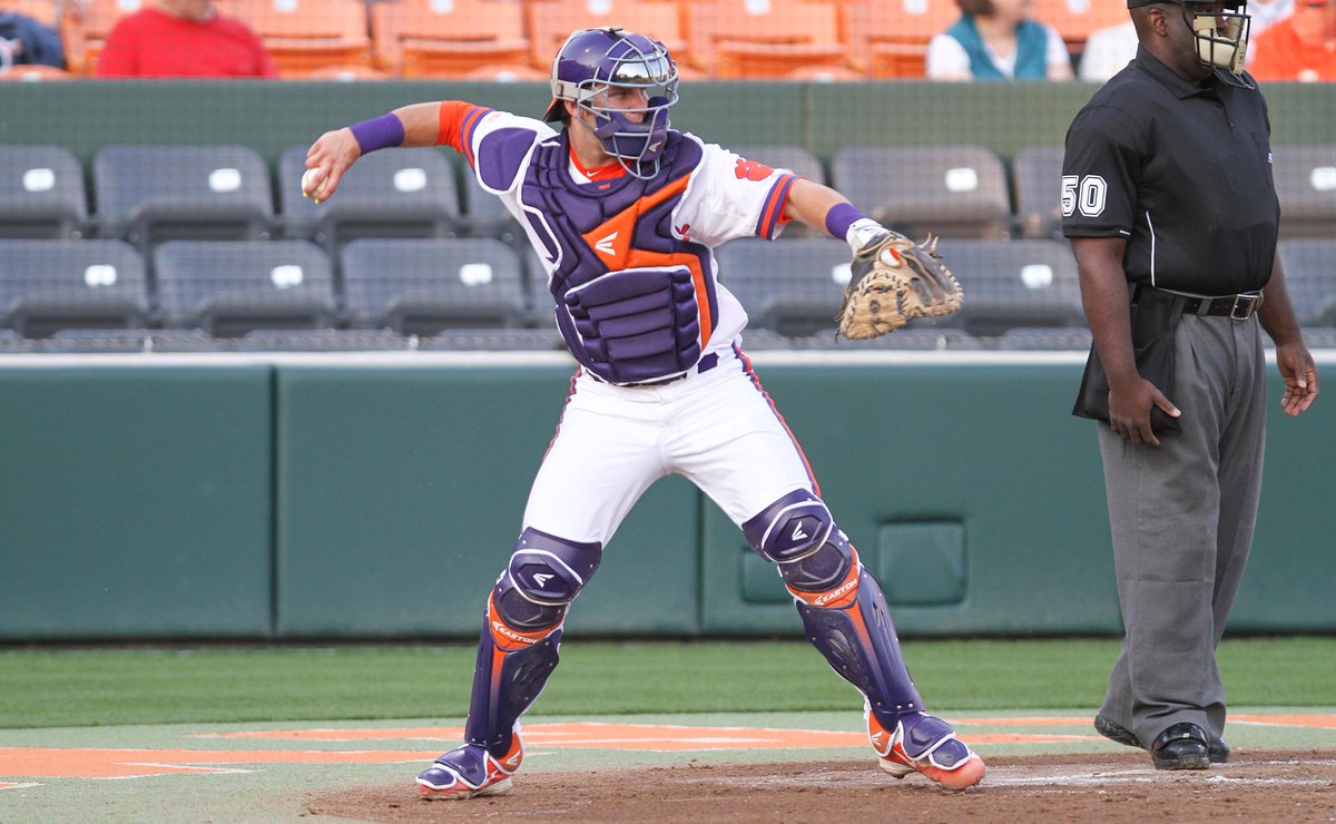 ClemsonBaseball's tweet photo. Chris Okey named 1 of 20 semifinalists for the Johnny Bench Award, which goes to the nation's best catcher! #Clemson http://t.co/H8GyVysKOg