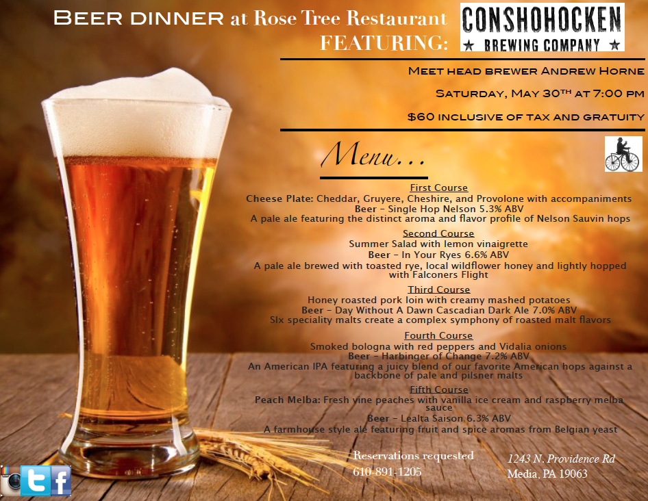 RT_Restaurant's tweet photo. Make reservations today for the @conshybrewing #BeerDinner http://t.co/DqKr8wFEnZ