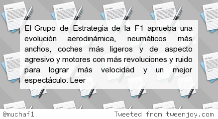 muchaF1's tweet image. #F1 Vuelven los repostajes (2017) y elección libre de neumáticos en 2016 j.mp/1Jl6vEX