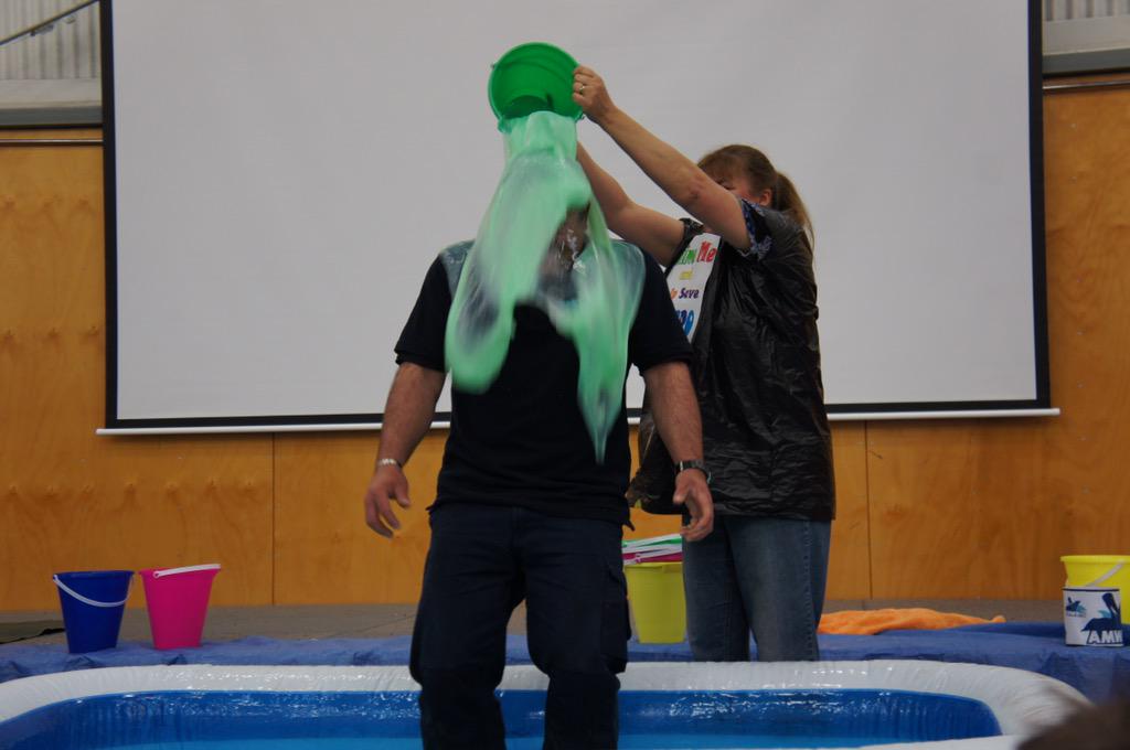 AMWRRO's tweet photo. The "slime bucket challenge" developed by the teaches and students at North Haven Schools to raise funds for AMWRRO. http://t.co/mPDsYP2tru