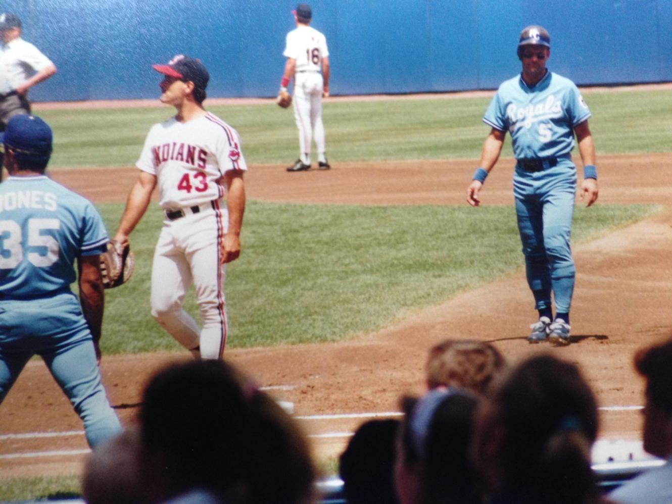 Happy Birthday George Brett. Here\s as close as I could get August 4, 1991. Mike Aldrete at first wearing 