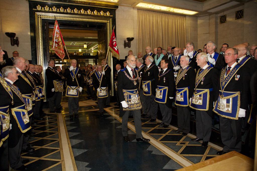 SilverMatchbox's tweet photo. The Provincial Grand Master, RW Bro H.R.H Prince Michael of Kent entering the Grand Temple at Freemasons' Hall. http://t.co/HfBTQlaGB4