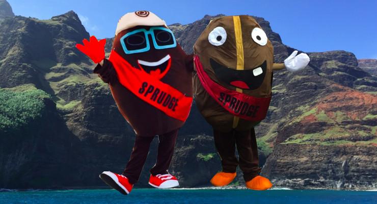 sprudge's tweet photo. Are you #TeamBuzzy or #TeamSpesh? Our giant coffee bean mascots have a posse. http://t.co/EWhSXNCQou http://t.co/A7J9oEkEOg