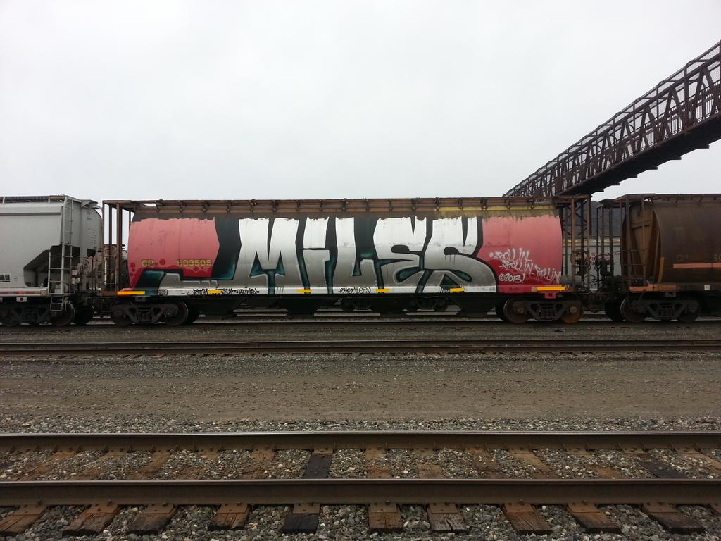 GraffTrain's tweet photo. Big Miles #benching #spraybombing #freight #train #graffiti #phonesnap #rollingtoday #photograffaddict http://t.co/2oNCP4yKNI